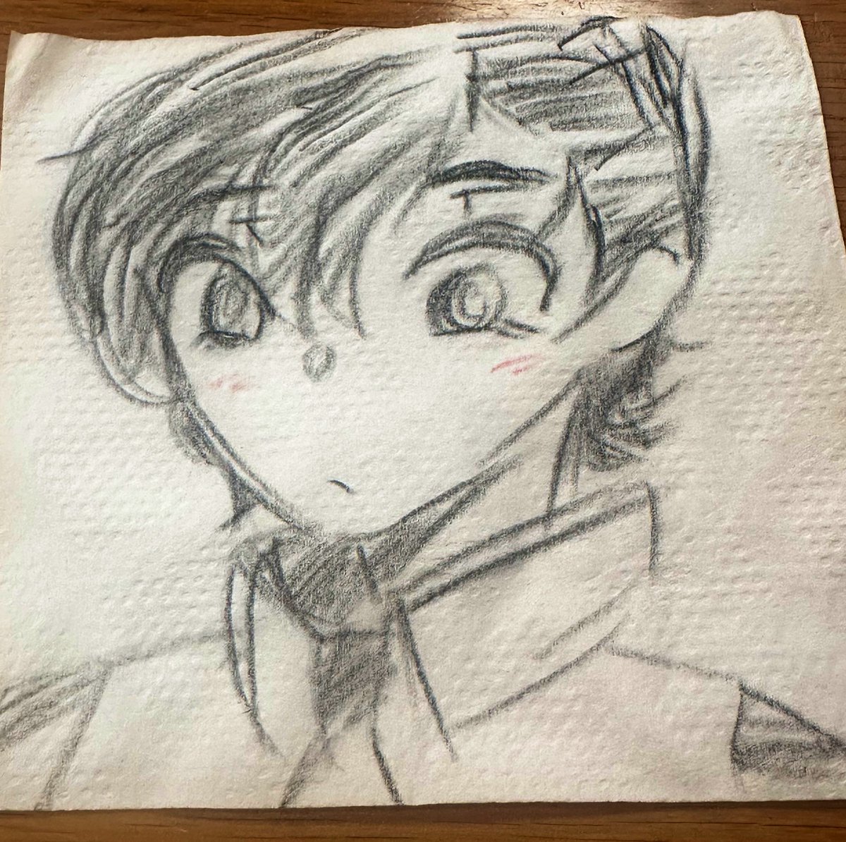 Self portrait but on a napkin with crayons