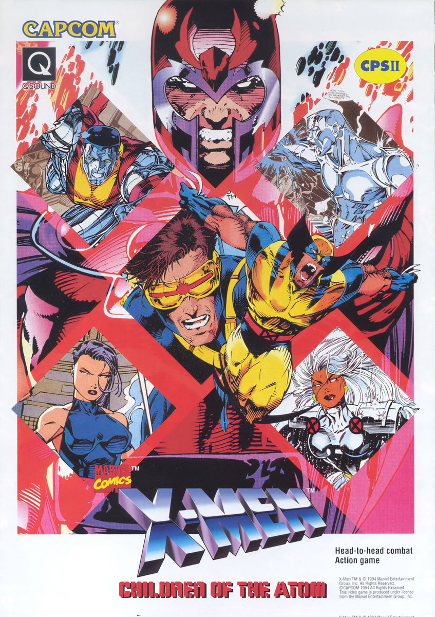 X-Men: Children of the Atom arcade poster art (1994). #Xmen