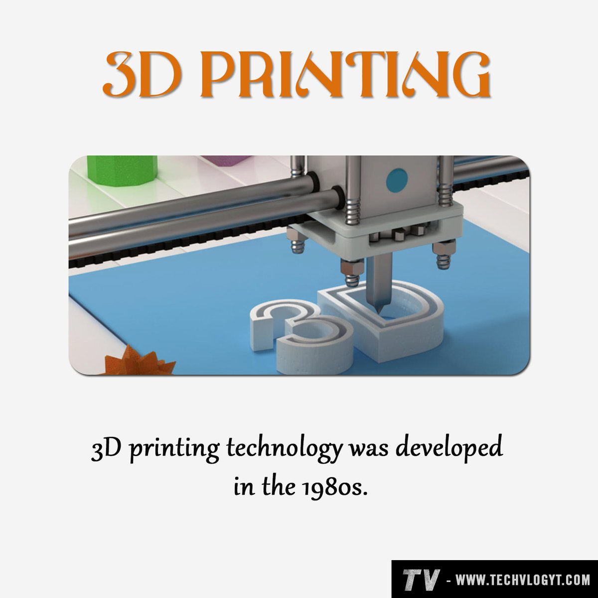 techvlogyt's tweet image. 3D Printing: 3D printing technology was developed in the 1980s.

#TechInfo