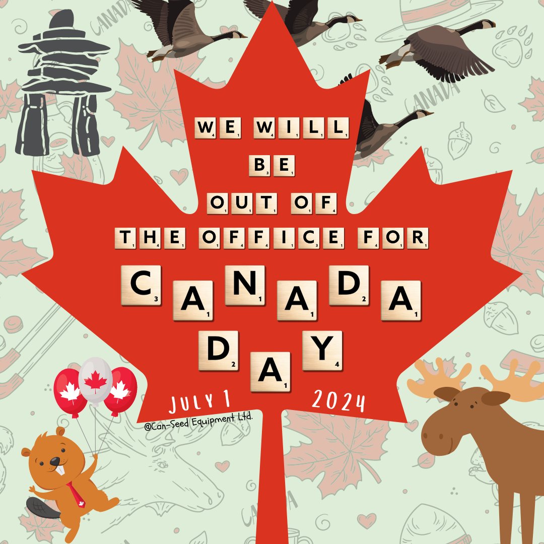 Now's the time for some fun in the sun!🏖️
The Can-Seed Equipment team will be out of the office for Canada Day on Monday, July 1. We'll see you bright and early on Tuesday morning!
Happy long weekend!