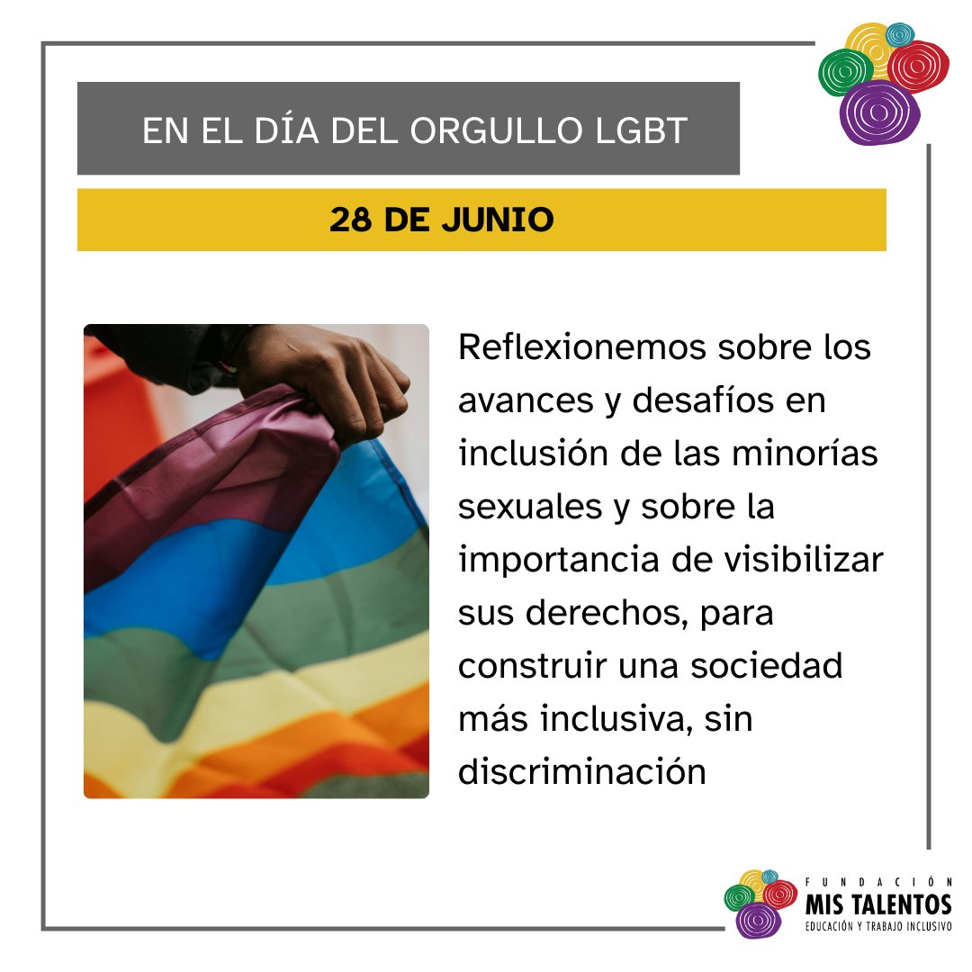 Fundación Mis Talentos (@mis_talentos) on Twitter photo #DiadelOrgullo| En <a href="/Mis_Talentos/">Fundación Mis Talentos</a> creemos que la diversidad 🌈embellece a la sociedad y no puede ser sinónimo de inequidad.
Por esto trabajamos en disminuir barreras de acceso en educación y trabajo, para q todas las personas, sin excepción, tengan las mismas oportunidades. #DiadelOrgullo| En <a href="/Mis_Talentos/">Fundación Mis Talentos</a> creemos que la diversidad 🌈embellece a la sociedad y no puede ser sinónimo de inequidad.
Por esto trabajamos en disminuir barreras de acceso en educación y trabajo, para q todas las personas, sin excepción, tengan las mismas oportunidades.