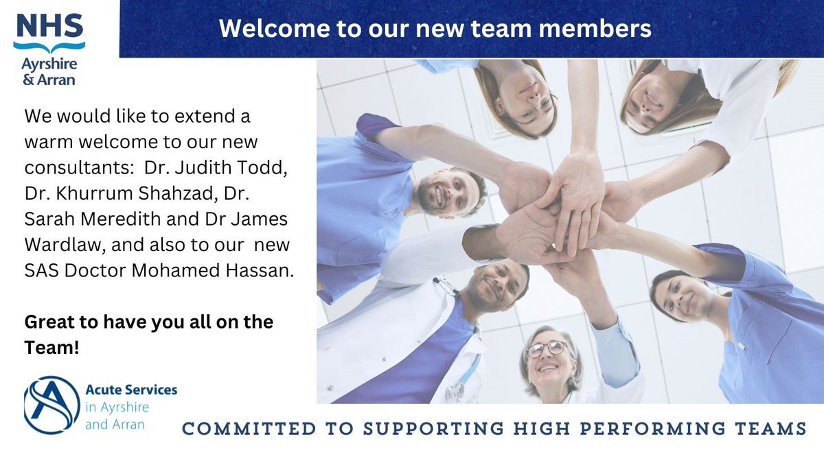 We know that a great team depends on each and every member and we would like to extend the warmest of welcomes to our new recruits to the 'A Team' - that's NHS Ayrshire &amp; Arran Anaesthetics! 😎👏