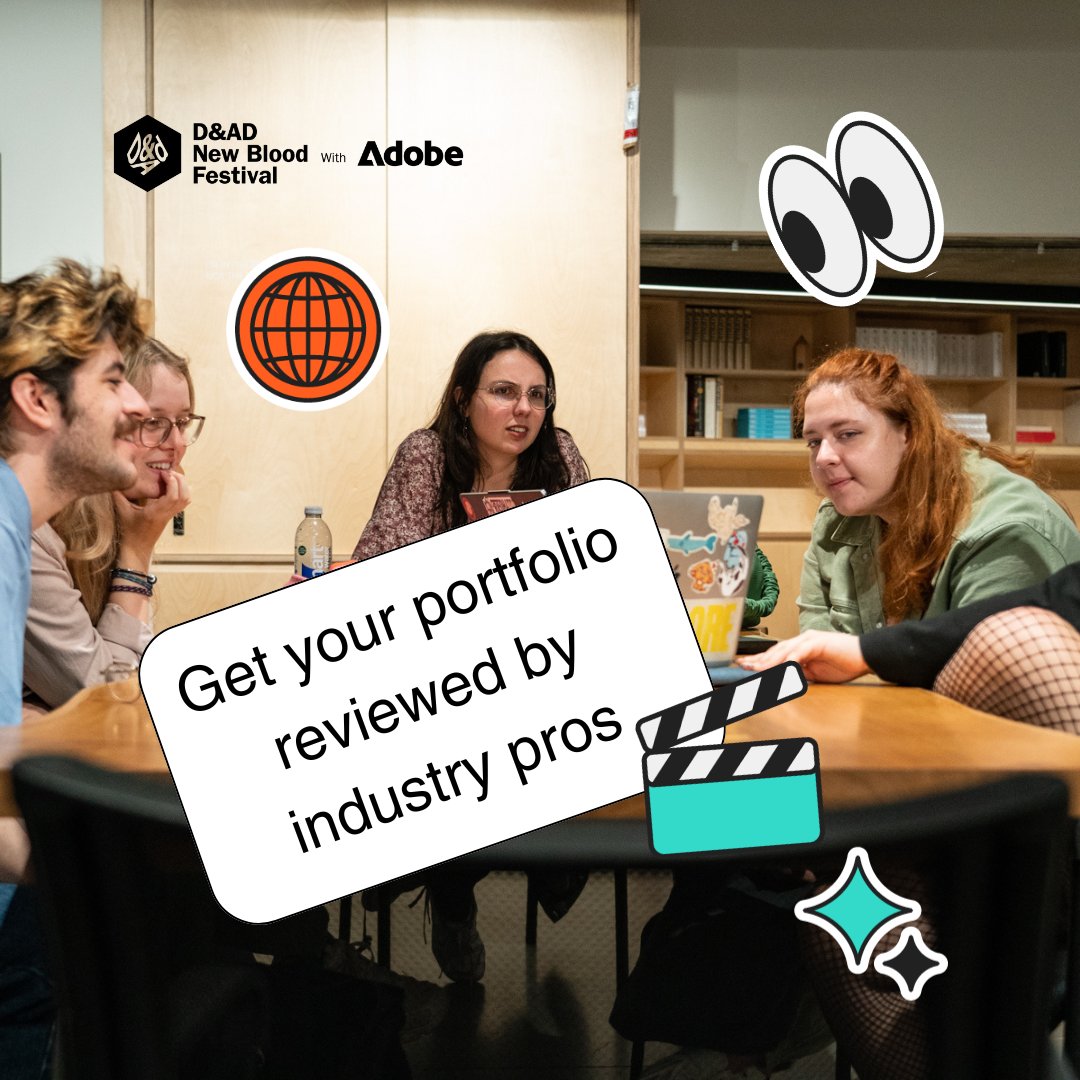 dandad's tweet photo. Now's your chance to show your portfolio to creative pros during #NewBloodFestival 2024 with @adobeuk. Get your work reviewed by top industry experts at @dandad, @ogilvyuk, @design_bridge and @landorglobal.
Slots are open (and going fast). Book here: https://t.co/hwpH4ZASzq https://t.co/yCchuVE0sN