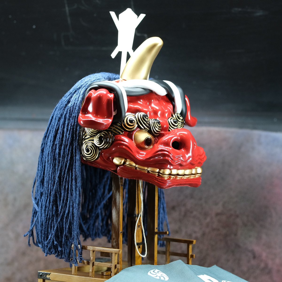 赤獅子の進捗。 髪を作ったので長さ確認のため仮組み。 顎の開閉や、舌