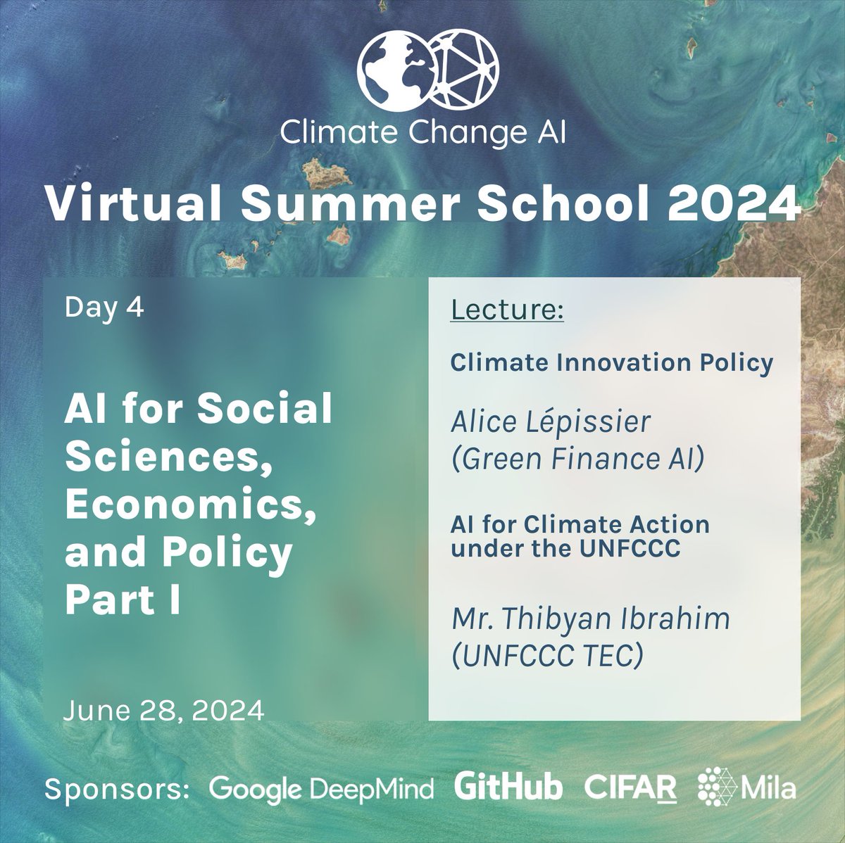 Climate Change AI (@climatechangeai) on Twitter photo On day 4⃣ of the <a href="/ClimateChangeAI/">Climate Change AI</a> Virtual Summer School we are joined by <a href="/alicelepissier/">Dr. Alice Lépissier</a> who will present her lecture on Climate Innovation Policy. We hope to see you there, register below to attend live: climatechange.ai/events/summer_… On day 4⃣ of the <a href="/ClimateChangeAI/">Climate Change AI</a> Virtual Summer School we are joined by <a href="/alicelepissier/">Dr. Alice Lépissier</a> who will present her lecture on Climate Innovation Policy. We hope to see you there, register below to attend live: climatechange.ai/events/summer_…