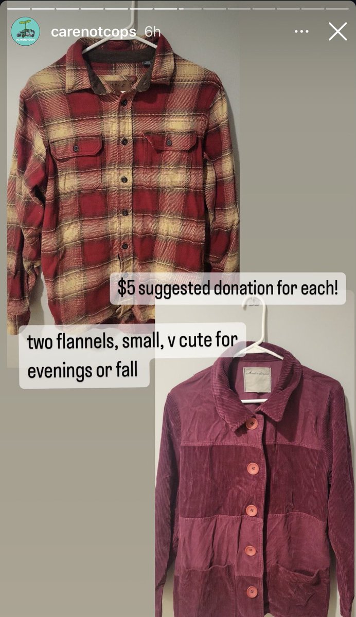 uch*cago against displacement + <a href="/care_not_cops/">#CareNotCops</a> are selling some of my clothes to raise funds for 2 south shore families facing eviction. go to carenotcops story on insta to buy some cute clothes + support our neighbors !!