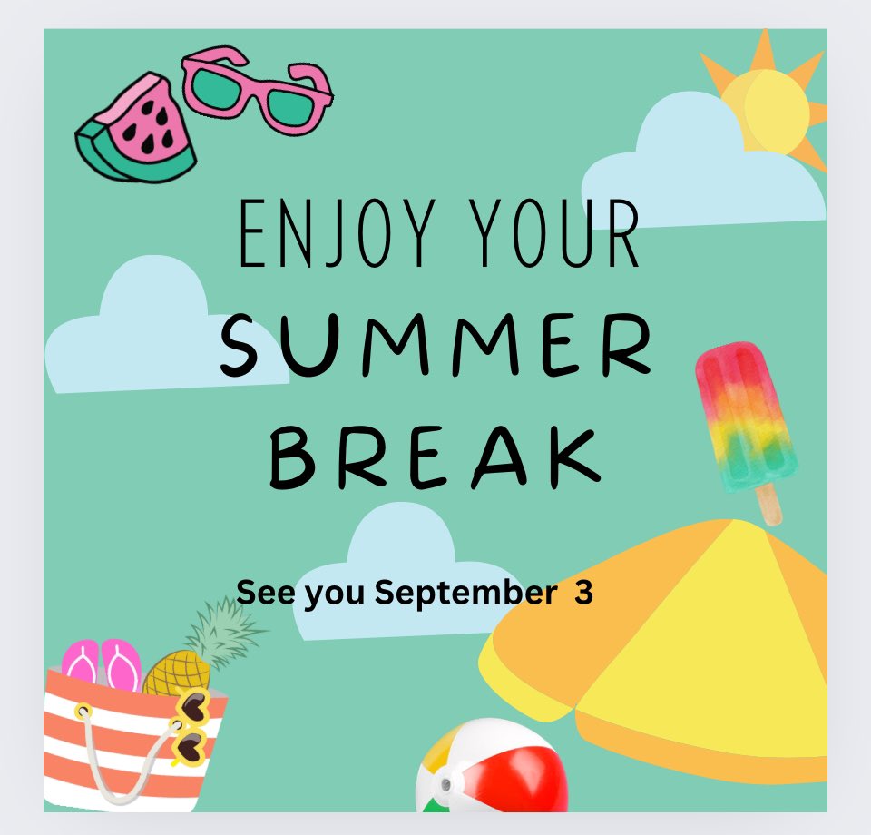 Enjoy your break Falcons. Have fun &amp;  stay safe! See you back at the nest on September 3.