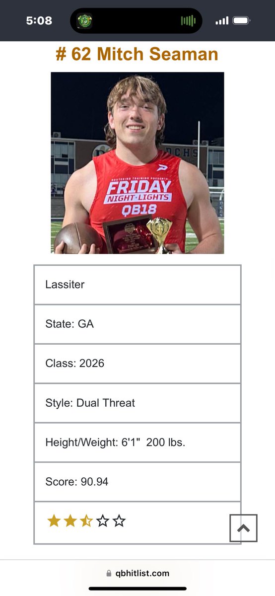 Mitch Seaman 3⭐️ QB tweet media