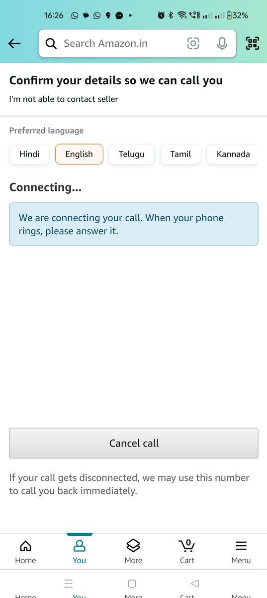 ravitwo's tweet photo. Finally I'm in an endless @amazonIN @AmazonHelp vicious loop. 

Screen 1: Connecting 

15 sec later ...

Screen 2: Call ended

Time. After Time. After Time.

@AmazonHelp
@amazonIN sucks! https://t.co/R37Hkdi28g