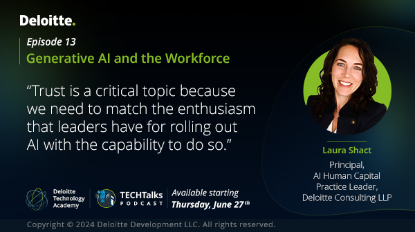 BeanMargot's tweet photo. How do you feel about #GenAI? Check out this week’s #TECHTalks #podcast with host @RaquelBuscaino where she talks with Laura Shact to see why its all about #Trust when it comes to #GenerativeAI. https://t.co/MQRIVImpXg https://t.co/h6j3Thi1i7