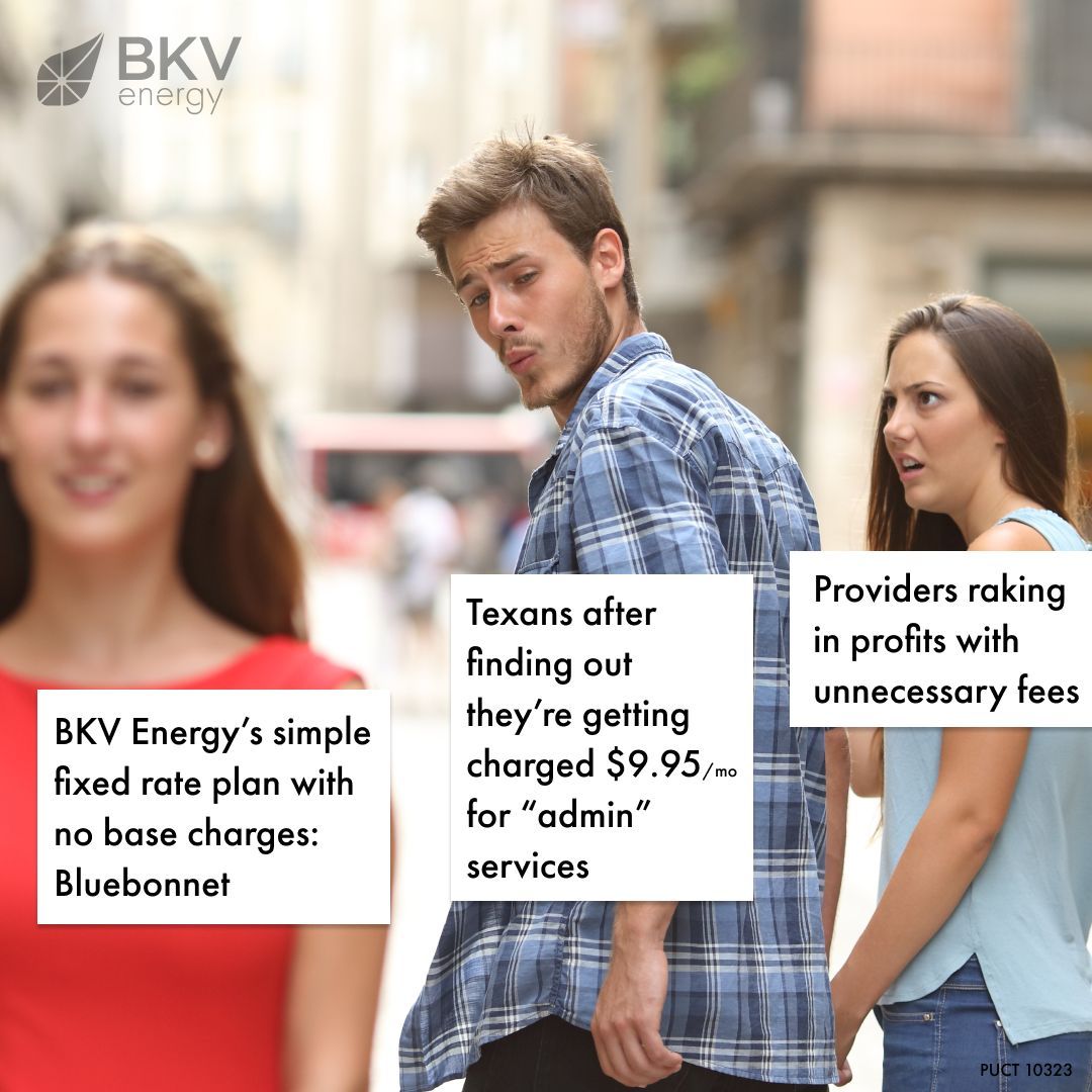 BKVEnergy's tweet photo. Are you paying a $9.95 base charge on all of your electric bills? Well, you shouldn't be. Check your plan's Electricity Facts Label or your bill to find out. It's time to quit wasting money on unnecessary fees and switch to a simple fixed rate plan instead. #electricbills https://t.co/25zvGOXM9r