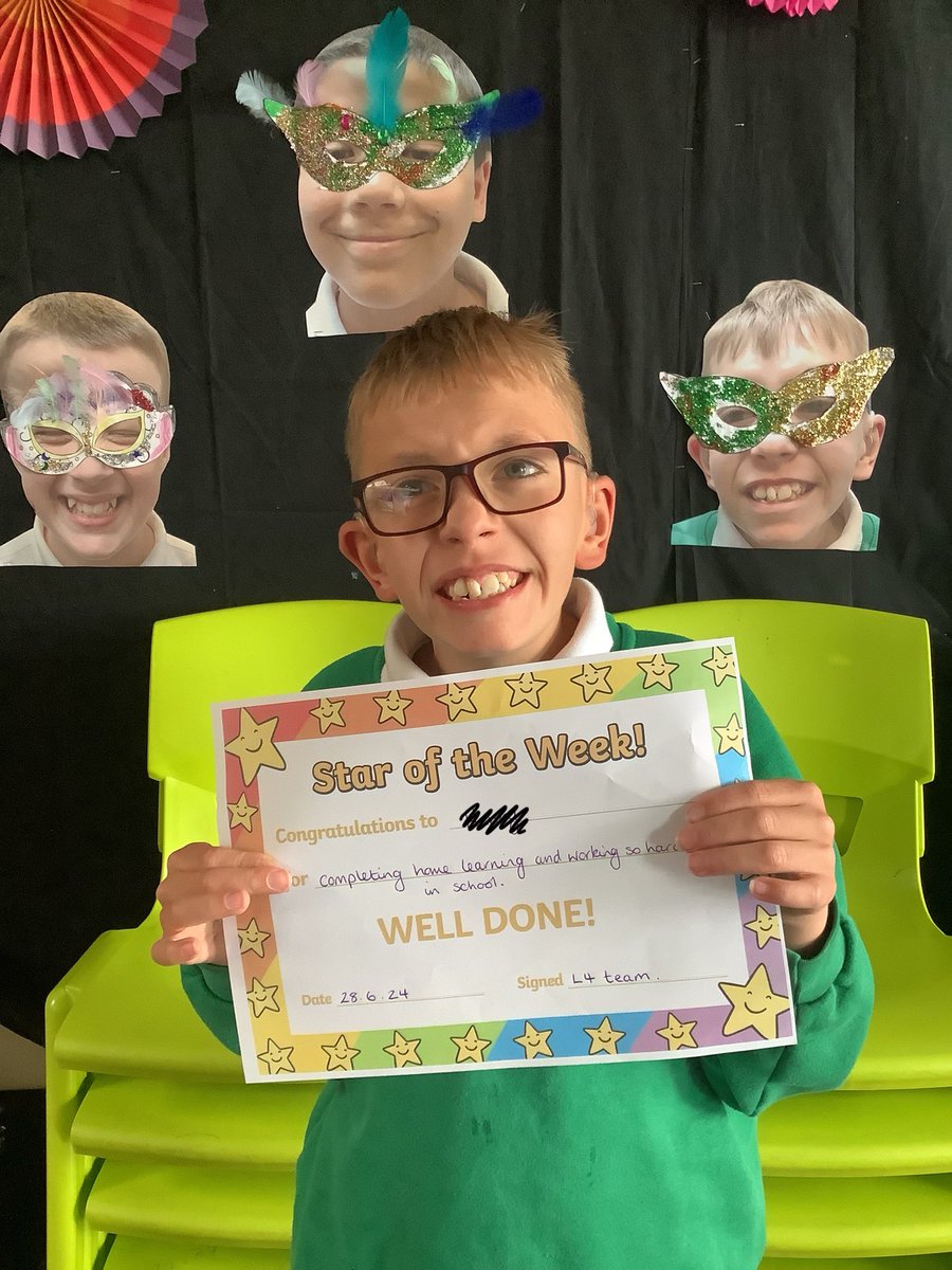 OUR STAR OF THE WEEK⭐️⭐️⭐️ for completing home learning and working so hard in school! You have worked EXTREMELY hard this week despite everything you have faced and we couldn’t be proud of you! You are amazing!!!!! Massive well done HM💚💚💚