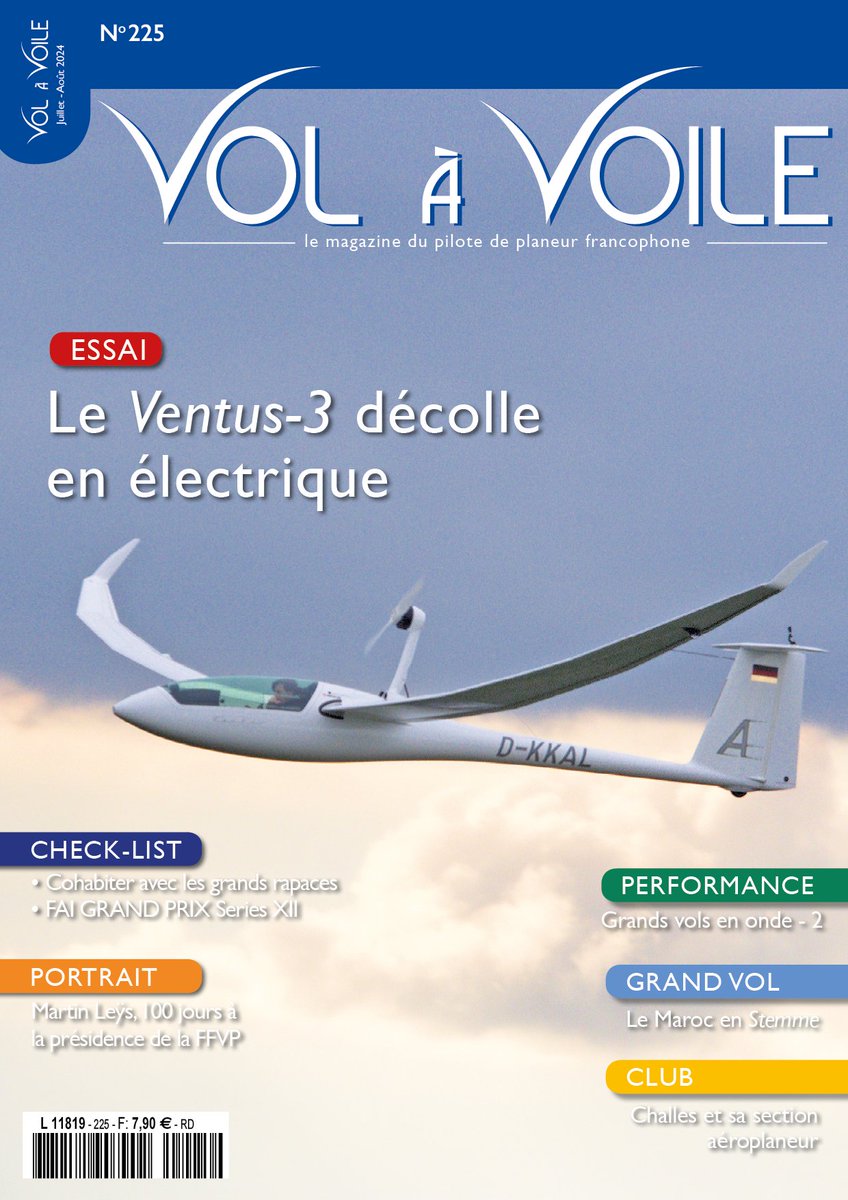 Le N° 225 (Juillet-Août 2024) est disponible en kiosque ou en ligne (revuevolavoile.fr/abonnement/). <a href="/MartinLeys/">Martin LEŸS</a> est à l’honneur après cent jours à la tête de <a href="/FFVolenPlaneur/">FFVP</a>
<a href="/CNVVsthubert/">CNVV</a>
<a href="/CNVV_SAINTAUBAN/">CNVV_SaintAuban</a> 
<a href="/AeroclubFrance/">Aéro-Club de France</a>
<a href="/AeCS01/">Aeroclub der Schweiz</a>