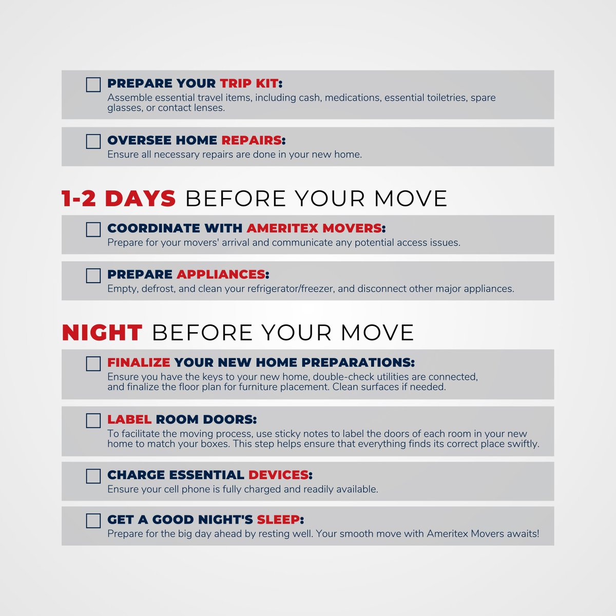 AmeritexMovers's tweet image. 🏡 Relocating to a new home is exciting yet challenging, and at Ameritex Movers, we are dedicated to making your moving experience as stress-free as possible. 

📋Check out the full list on our IG Post

#StressFreeMove #MovingChecklist #AmeritexMovers #WeLoveMoving #Dallas