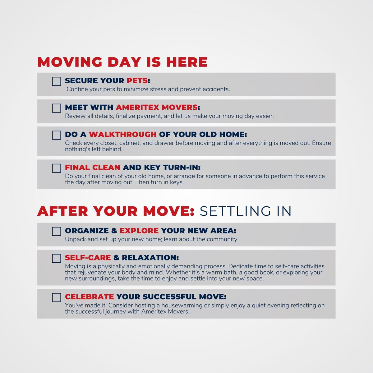 AmeritexMovers's tweet image. 🏡 Relocating to a new home is exciting yet challenging, and at Ameritex Movers, we are dedicated to making your moving experience as stress-free as possible. 

📋Check out the full list on our IG Post

#StressFreeMove #MovingChecklist #AmeritexMovers #WeLoveMoving #Dallas