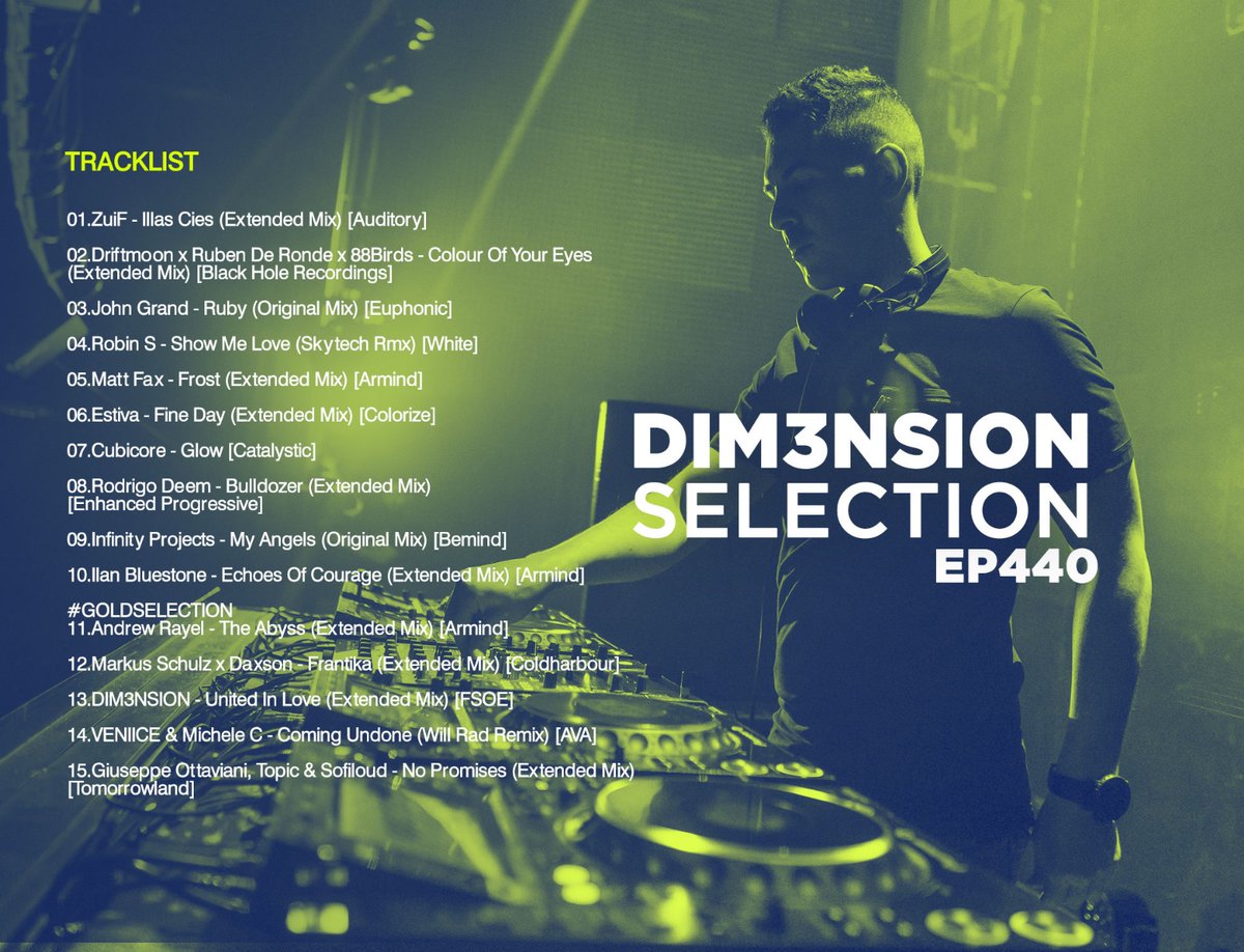DIM3NSIONMUSIC's tweet photo. New #DS440 with new music by @rodrigodeem, @estivamusic, @Andrew_Rayel and my new track 'United In Love' π₯
Listen here! https://t.co/kgMNeepx71 https://t.co/qPNXiXTlFa
