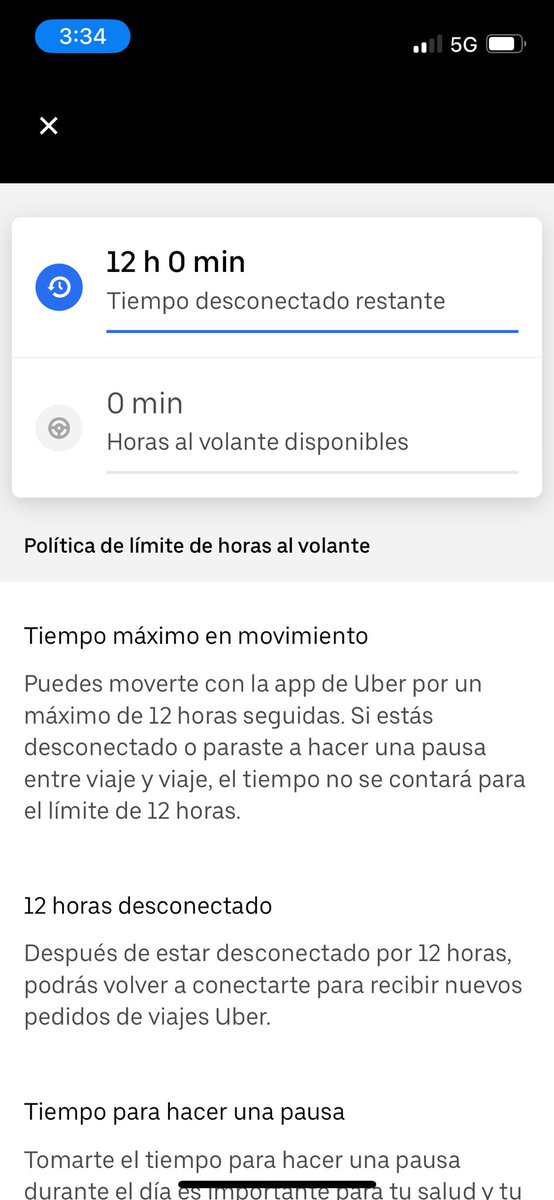 FelipeRebRob's tweet photo. @Uber_Support  Estimados, no se entiende, Ayer Jueves estuve desconectado 12 horas, luego me desconecté de la App por 10 horas aprox, y ahora me dice que no puedo conectarme por 12 horas más, es una especie de penalización o que ? 
Favor su ayuda
Rut: 16661360-4 https://t.co/clwKCQwXn5