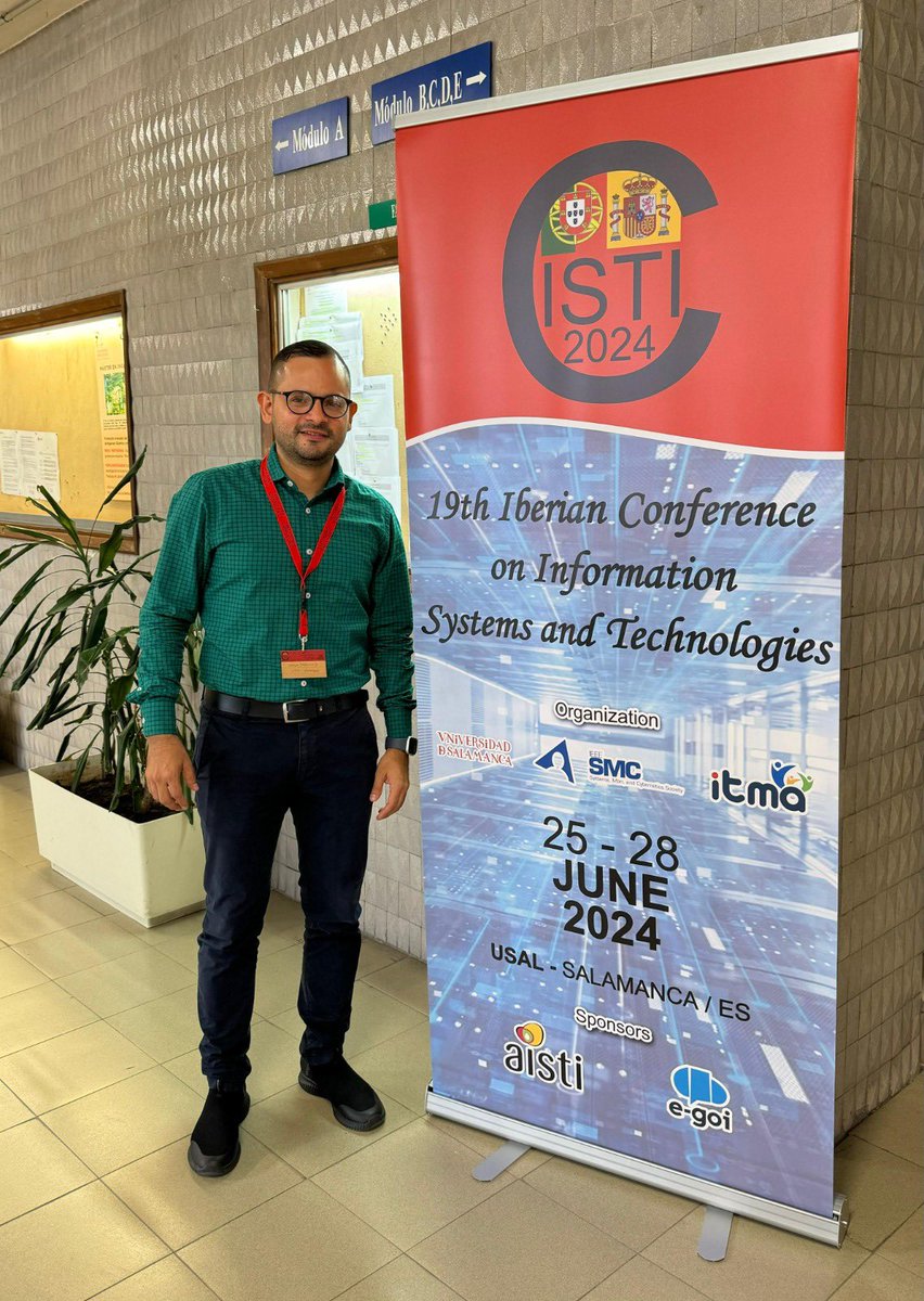 UTMManabi's tweet photo. El Dr. Jorge Párraga, docente de la Facultad de Ciencias Infomáticas, participó en el 19no Congreso Ibérico sobre Sistemas de Información y Tecnologías realizado en Salamanca, España.

1/2 https://t.co/imChY39Wyp
