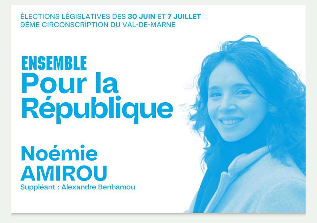 noemie_amirou's tweet photo. 🗳️ Dernière ligne droite avant le premier tour. 

 Pour vous, je défendrai une #Republique de laïcité, de progrès et d'humanisme. 

Dimanche, refusons la fatalité des extrêmes. 

#EnsemblepourlaRepublique ⤵️
@Renaissance
@PartiRadical
@RenaissanceVDM
#valdemarne
#VitrySurSeine
#Alfortville
#circo9409