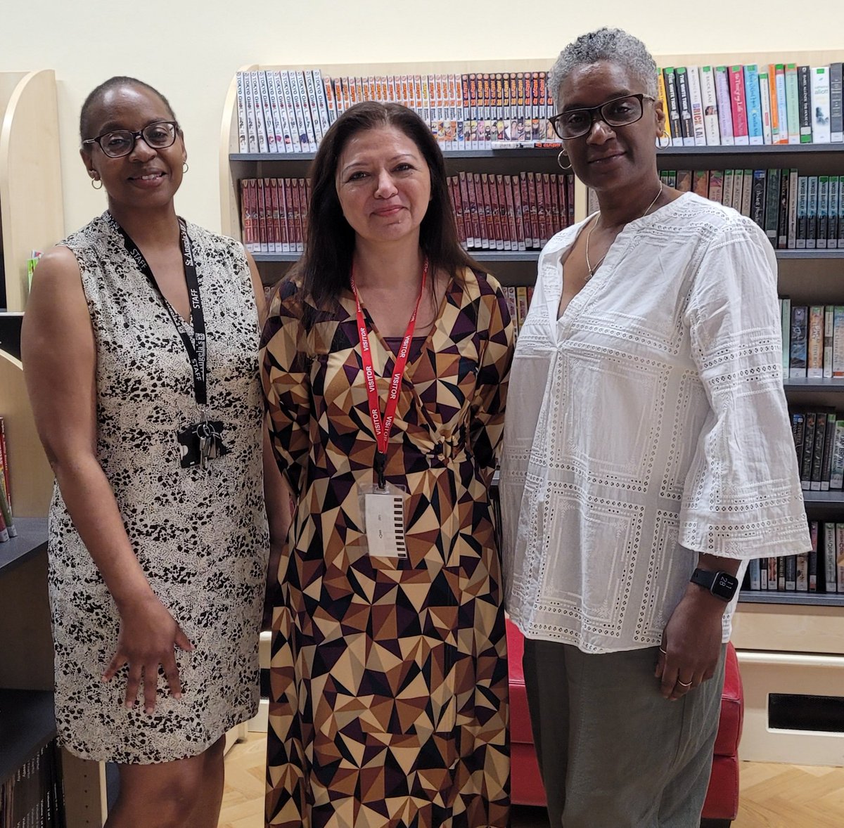 sufiyaahmed's tweet photo. This year I'm aiming to take pics with every #schoollibrarian I meet. They make huge difference to #pupilwellbeing and #readingforpleasure and we shd all support the campaign to
#MakeSchoolLibrariesStatutory 
#GreatSchoolLibraries with Jennifer and Ann-Marie https://t.co/vz4qR7n1zD