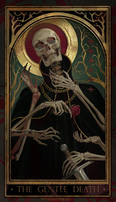 there's a big seasonal sale on inprnt right now and I've uploaded some of my latest work - for messmer enjoyers and ppl who asked for "The Gentle Death"!! check below <3 