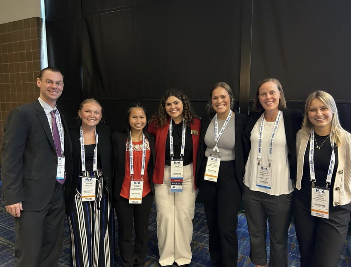 uarkcoehp's tweet photo. Students and faculty members from our Master of Athletic Training program had a great time at the 75th National Athletic Trainers Association convention in New Orleans! ⚜️ https://t.co/B6fbvD5VIf