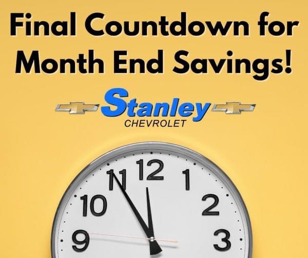 It's the final countdown at Stanley Chevy! Don't miss out on the final days of June to score a fantastic deal on a new Chevy! All new Chevys are priced at or below invoice. PLUS, all pre-owned vehicles are on SALE! Hurry—these deals won't last long! #ChevyDeals #DriveNew