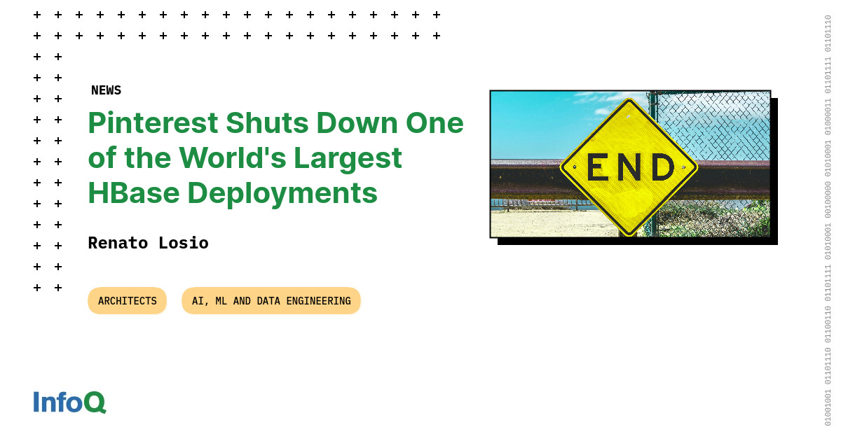 InfoQ's tweet image. Why did #Pinterest decide to deprecate their #HBase clusters? Want to know why?

➡️ high maintenance
➡️ infrastructure costs
➡️ lack of Hbase experts
➡️ limited product functionalities

Dive into the details on #InfoQ 👉 bit.ly/3W1MOhm

 #NoSQL #database