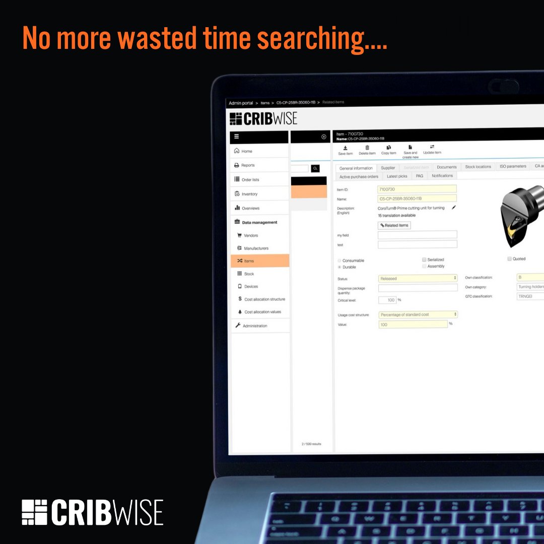 CRIBWISE's tweet photo. Empower your production team with fast access to tooling, instrumentation, assemblies, spares and related inventory. 

Discover this and more productivity boosting insights at https://t.co/BN6GyIdaId 

#cncmachining #tooling #industry40 #inventorymanagement https://t.co/sX8nvZNm2N