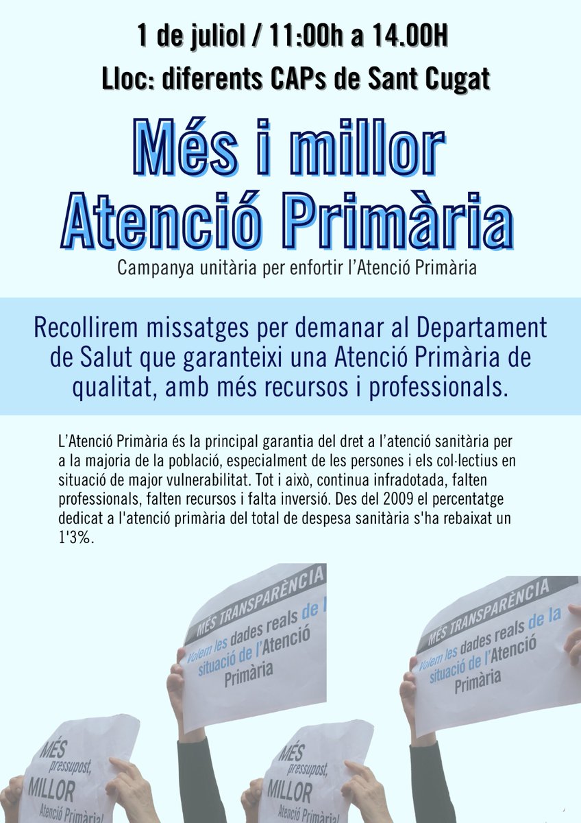 Us esperem!! Denunciem el desampar en l'atencio sanitària que patirem aquest estiu... I sempre si ko si no hi ha intenció política de solucionar-ho!!