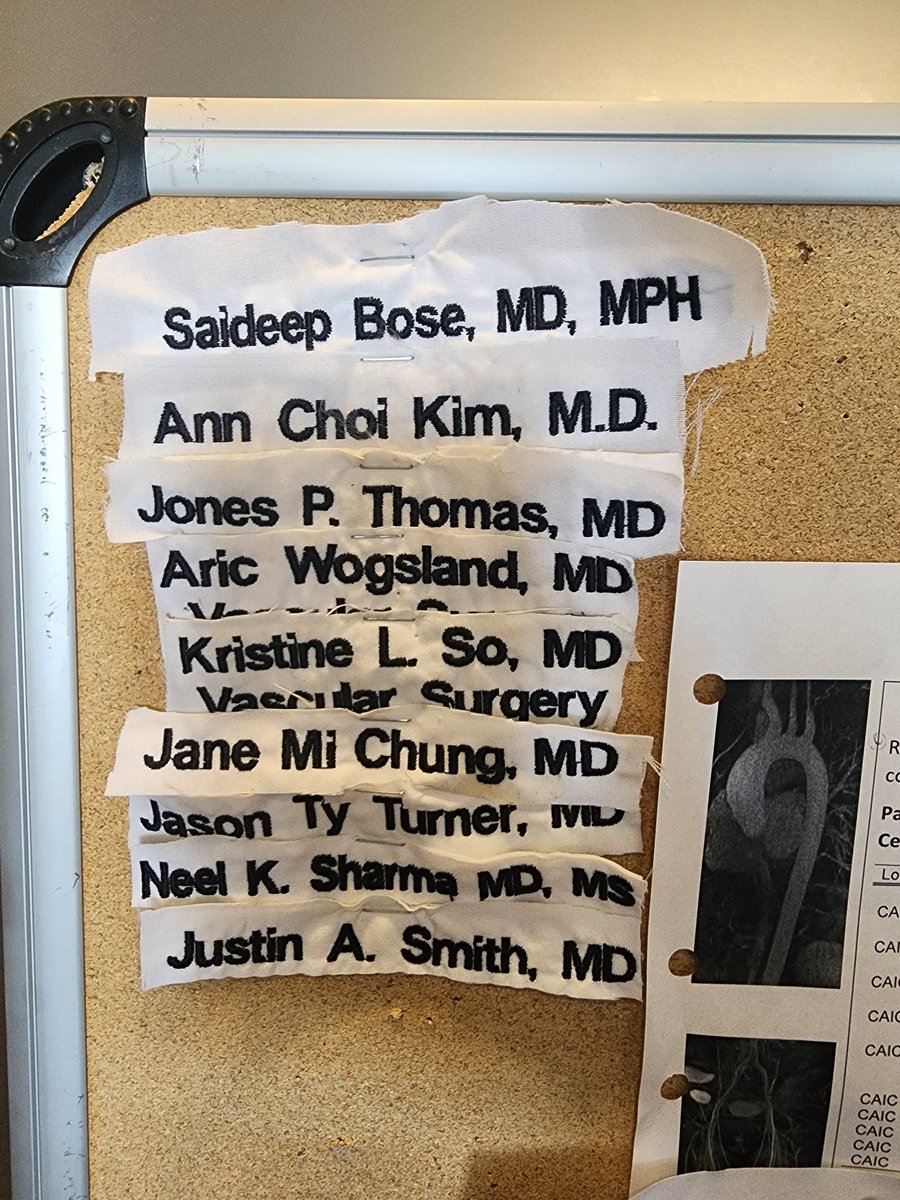 Putting my name up on the board on the way out the door. Thank you to everyone who I cared for, who cared for me, and helped me grow into one of those privileged few vascular surgeons I've admired in education and training. Next stop: Concord. NC