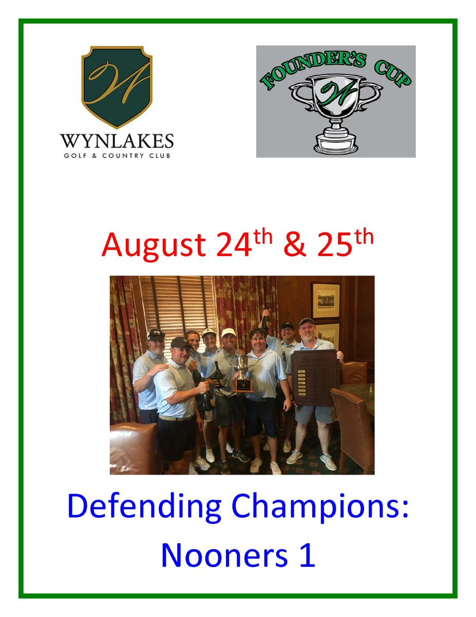 The Founder’s Cup is August 24 &amp; 25.  Who will keep The Nooners 1 from repeating?