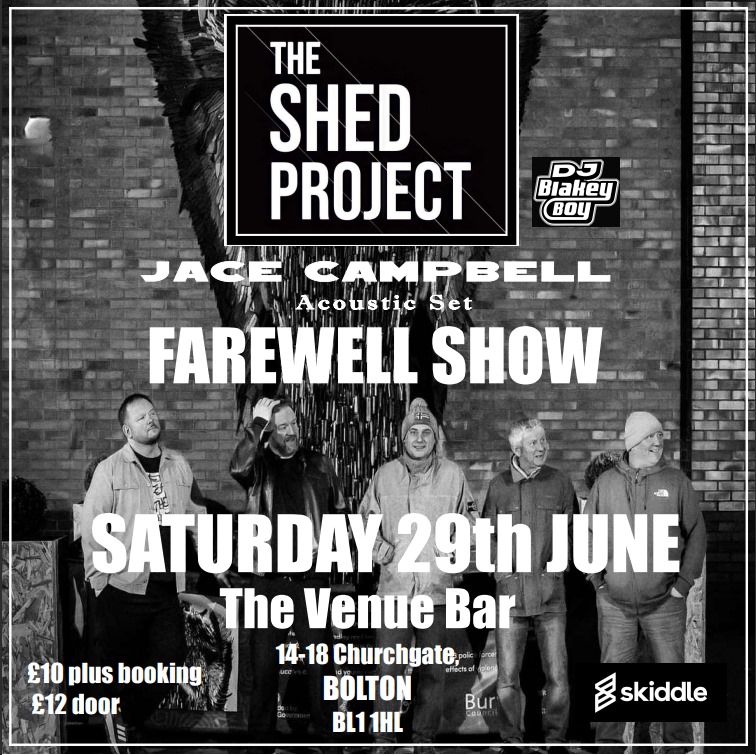 BabaYoungblood's tweet photo. The awesome @project_shed are sadly calling it a day, and their farewell gig is tomorrow night at The Venue Bar in Bolton. Grab one of the remaining tickets for your last chance to dance! π
https://t.co/cBr99lFvt0
#theshedproject https://t.co/wg1OvMwlsW