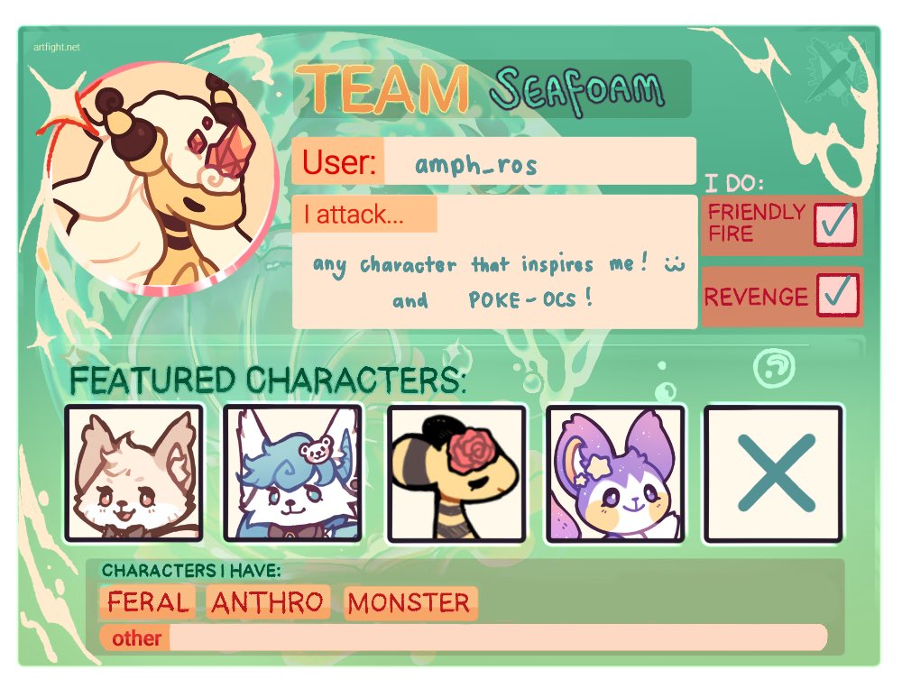 amph_ros's tweet photo. ill be doing artfight this yr~!!

https://t.co/hDrYVRK66l
#teamseafoam #artfight #artfight2024 https://t.co/uDkpPU008C