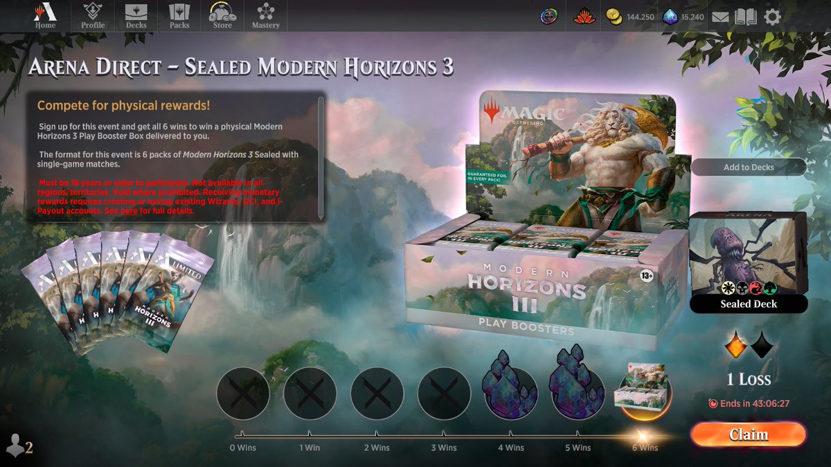 Ausi1983's tweet photo. #MTGArena #MH3 #SealedDeck 

6-1 at Arena Direct in MH3 Sealed Deck Format. 

This Limited is so so much fun and one of the best of all time. 

@fireshoes https://t.co/xjTCDfq3Kn