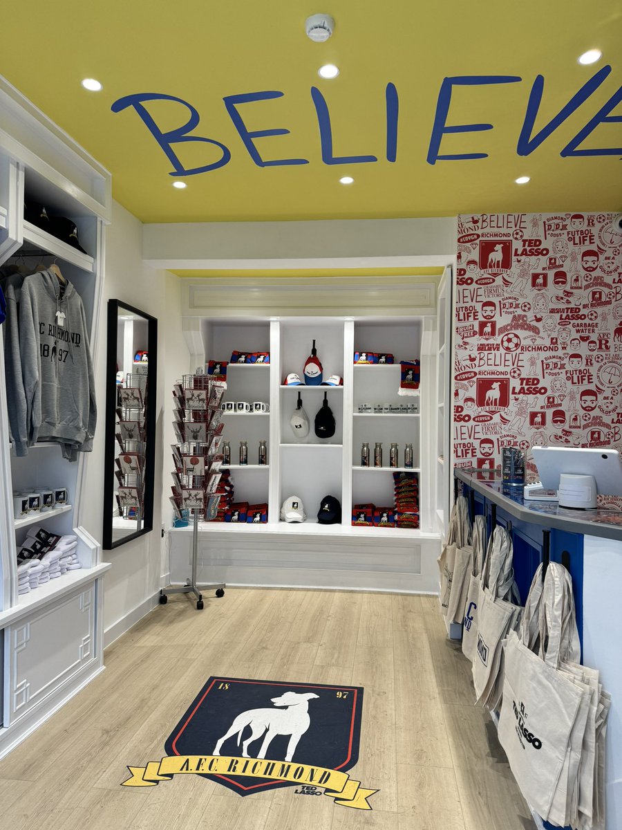 tedbeccapodcast's tweet photo. I got to go to the @TedLasso_Store today! The owner is a local who loves the show and her workers are so enthusiastic. There are so many great reasons to visit Richmond and this is one more. It is so cute 🥰 https://t.co/n4MKSfbzO1