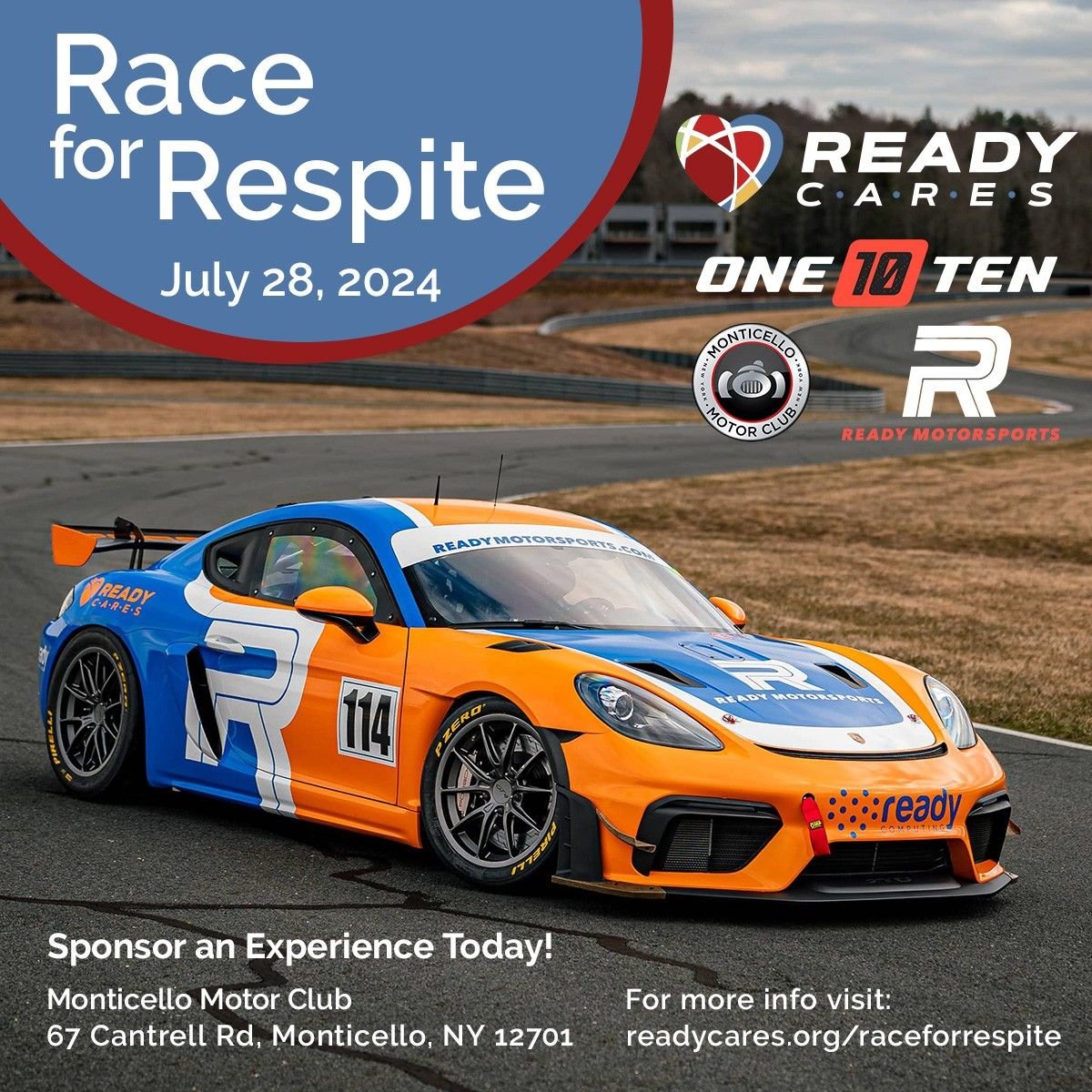 ready_cares's tweet photo. Ready Cares is thrilled to announce its inaugural Race for Respite event on Sunday, July 28th, at the Monticello Motor Club! 

Please consider sponsoring this special event in collaboration with @MonticelloMC and @One10Ten_  

https://t.co/0ccAPDZxgv

#givingback #events https://t.co/gtNjMp7KGy