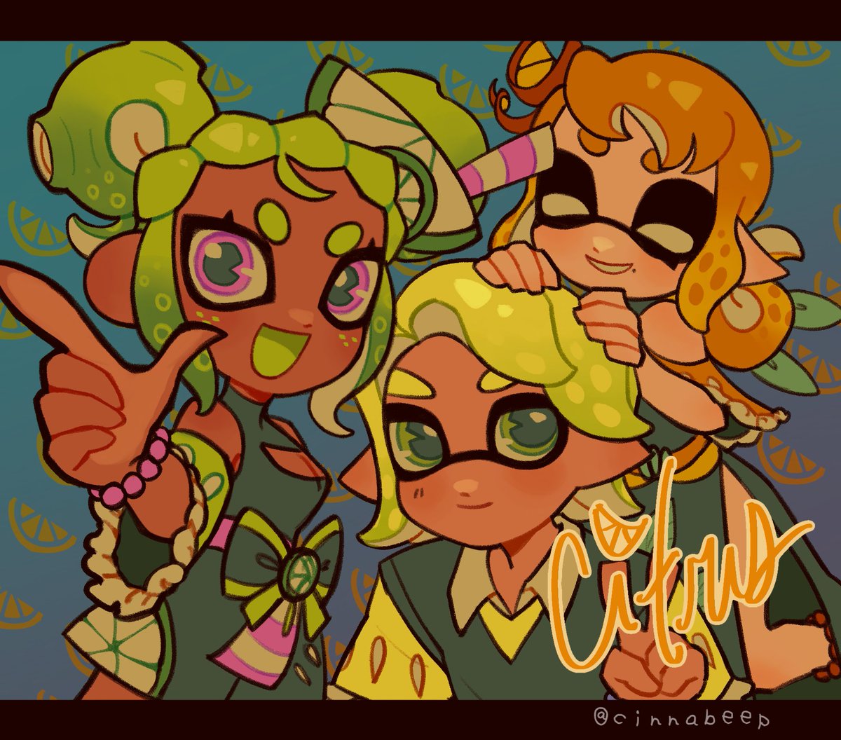 cinnabeep's tweet photo. Meet Citrus! ⭐️ my idol group from Inkopolis that is making their debut in the Splatlands!

Featuring Calamansi, Citrine, and Clementine. :) https://t.co/BAlGsW5Mgn