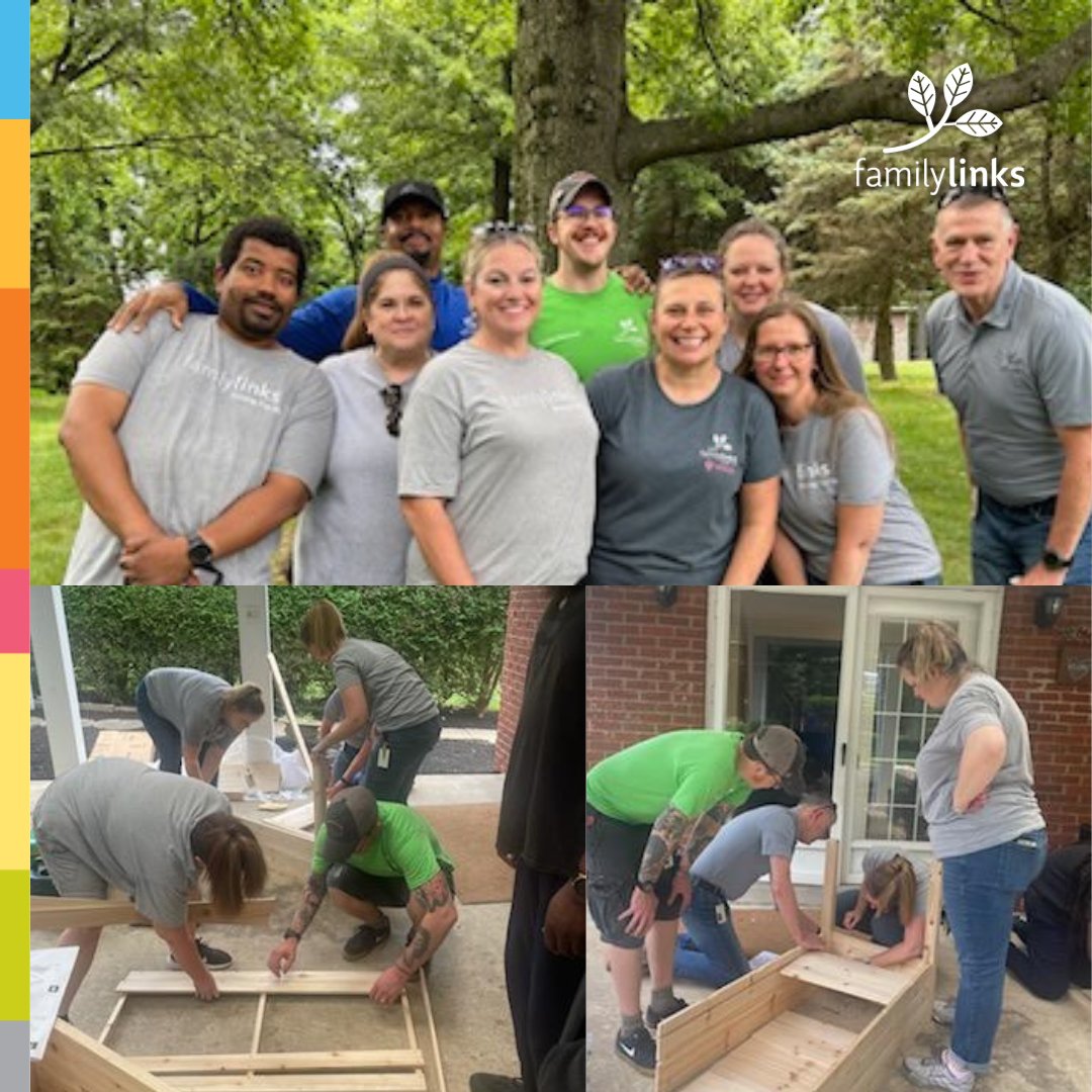 FamilylinksInc's tweet photo. Familylinks’ Leadership team recently completed their Day of Caring at one of our residential sites. The youth who we serve worked alongside our team to build garden boxes. These boxes will be used to grow vegetables and flowers.  #StrongForLife https://t.co/D7vmy7No5p