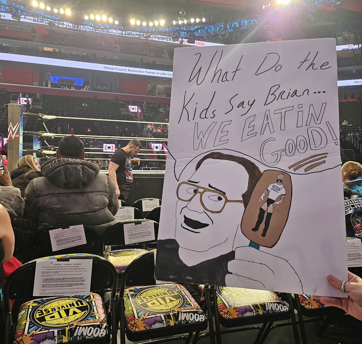 JPancakes90's tweet photo. From the Front Row to the Rafters. I always got a sign 🤼♂️ #Crowdsigns https://t.co/kGtLw7u5i5