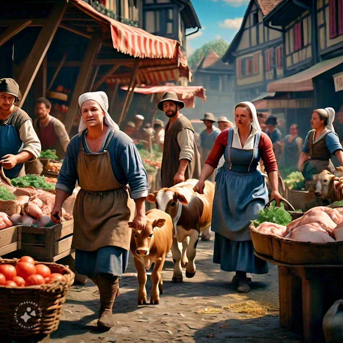 imholydevil's tweet image. Sharing some of the generated images by providing prompts to #MetaAI  from #guydemaupassant &apos;s #apieceofstring first paragraph, depicting the marketplace.