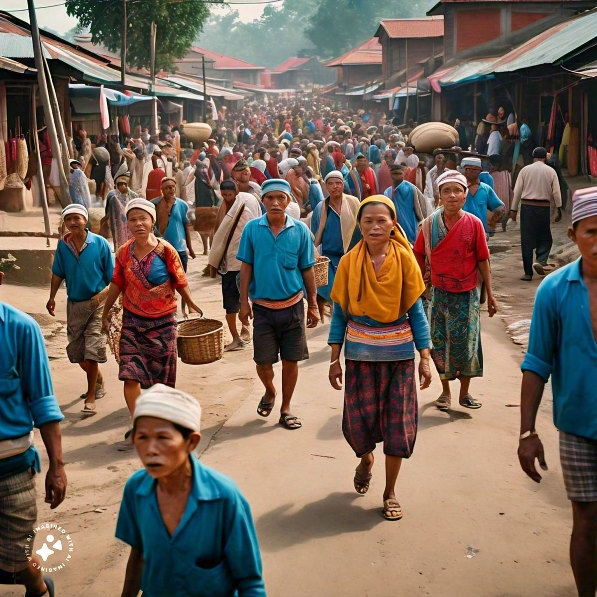 imholydevil's tweet image. Sharing some of the generated images by providing prompts to #MetaAI  from #guydemaupassant &apos;s #apieceofstring first paragraph, depicting the marketplace.