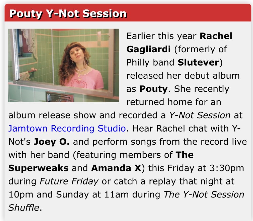 airing today! 🧚🏼‍♀️ <a href="/YNotRadio/">Y-Not Radio</a>