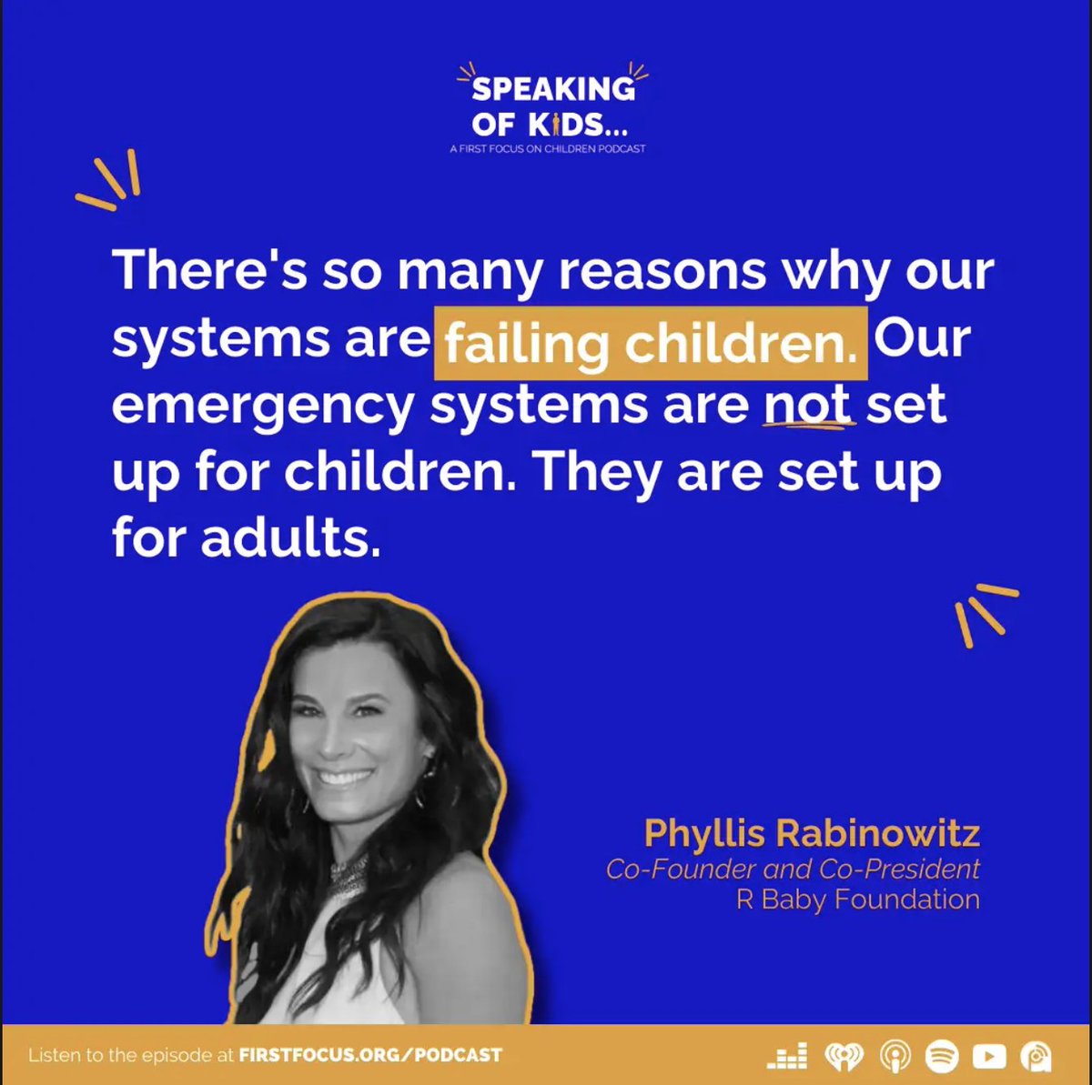 R Baby co-founder Phyllis Rabinowitz joined the #SpeakingOfKids podcast with @first_focus about the importance of tailoring emergency care to the needs of babies and children.
Listen here: firstfocus.org/rbaby_pod