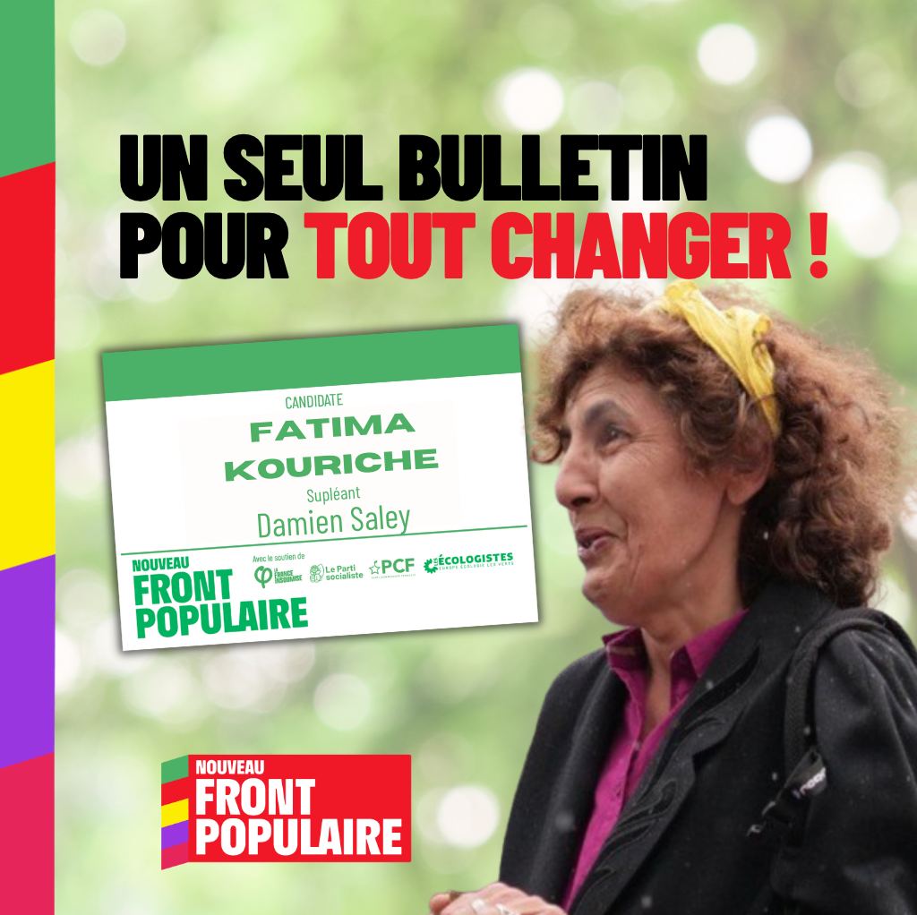 FatimaKouriche's tweet photo. #Législatives2024 | Le Front Populaire est la seule alternative à l'extreme droite

Pour l'école gratuite, l'écologie, le pouvoir d'achat, la retraite à 60 ans, le SMIC à 1 600 €, l'amélioration des conditions de travail !

Dimanche on vote le Front Populaire pour #ToutChanger ! https://t.co/x6uWg5FM4O