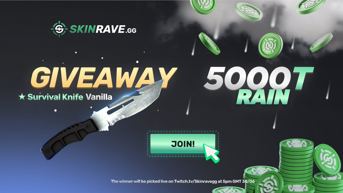 Our juice event is coming to an end in 2 days!

Make sure to be on skinrave.gg for the 5000T Rain Juice on 30/06 and promos!

🎁Knife giveaway: 
🟢To enter 
 1⃣ RT+ Comment your SkinRave ID (level 5+)
 2⃣ Be watching live on twitch.tv/skinravegg
 3⃣ Tag Two friends