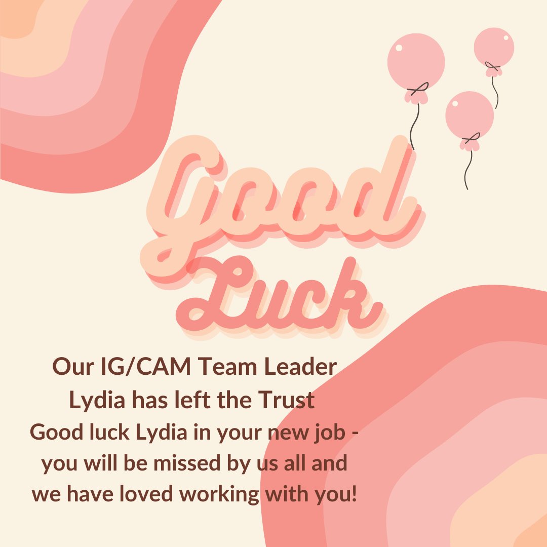 We wish Lydia all the best in her new role.  Lydia has been an amazing Team Leader and a fantastic friend to us all!