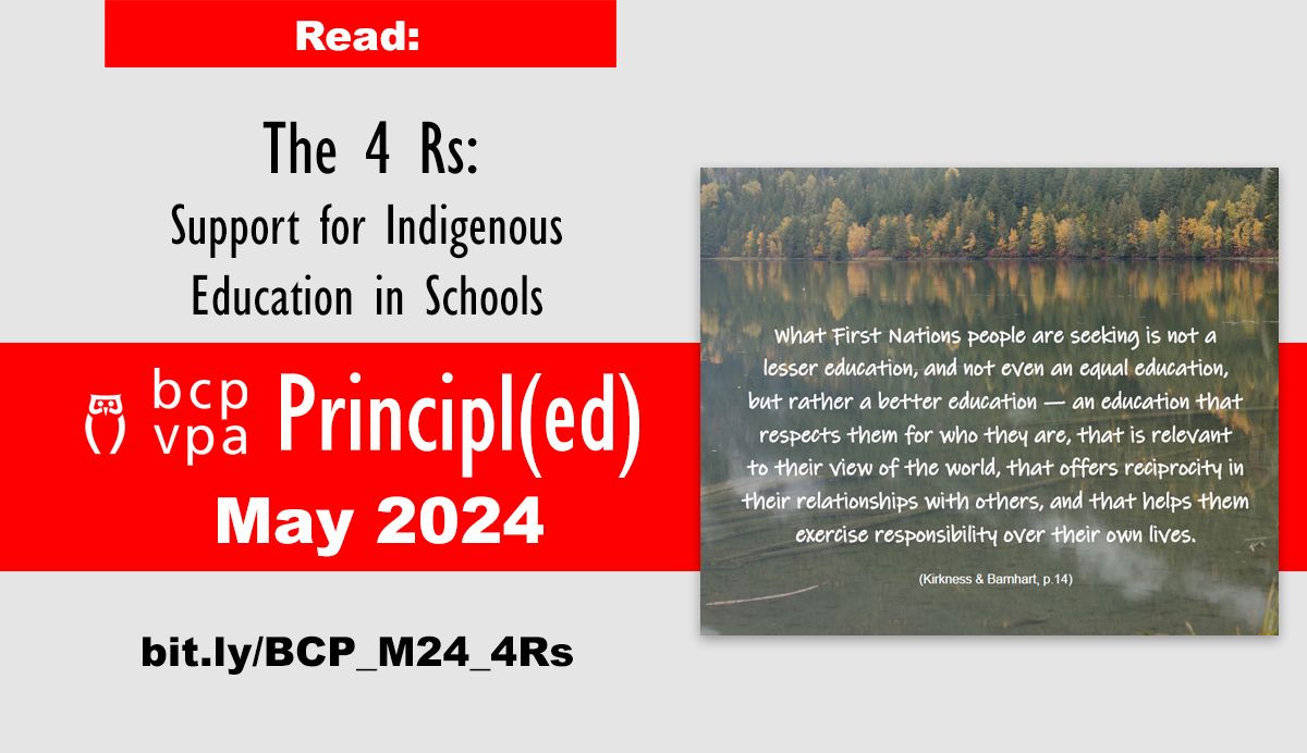 BC Principals' & Vice-Principals' Association (@bcpvpa) on Twitter photo Indigenous students need to see themselves in education in order for them to succeed, and school systems are responsible for making sure this happens. <a href="/mcarolynroberts/">Carolyn Roberts</a> maintains that putting the 4 Rs into action could create change for the better. bit.ly/BCP_M24_4Rs Indigenous students need to see themselves in education in order for them to succeed, and school systems are responsible for making sure this happens. <a href="/mcarolynroberts/">Carolyn Roberts</a> maintains that putting the 4 Rs into action could create change for the better. bit.ly/BCP_M24_4Rs