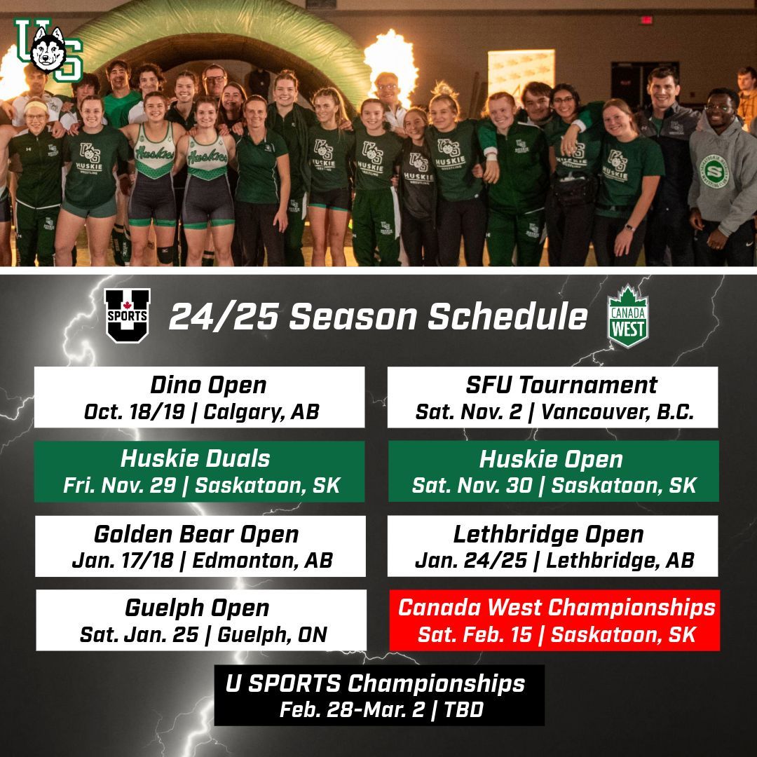 HuskieWRES's tweet image. Our return to the mat is set!

We&apos;re back in action for the 2024-25 season on October 18/19 in Calgary!

#HuskiePride | #PowerofthePack