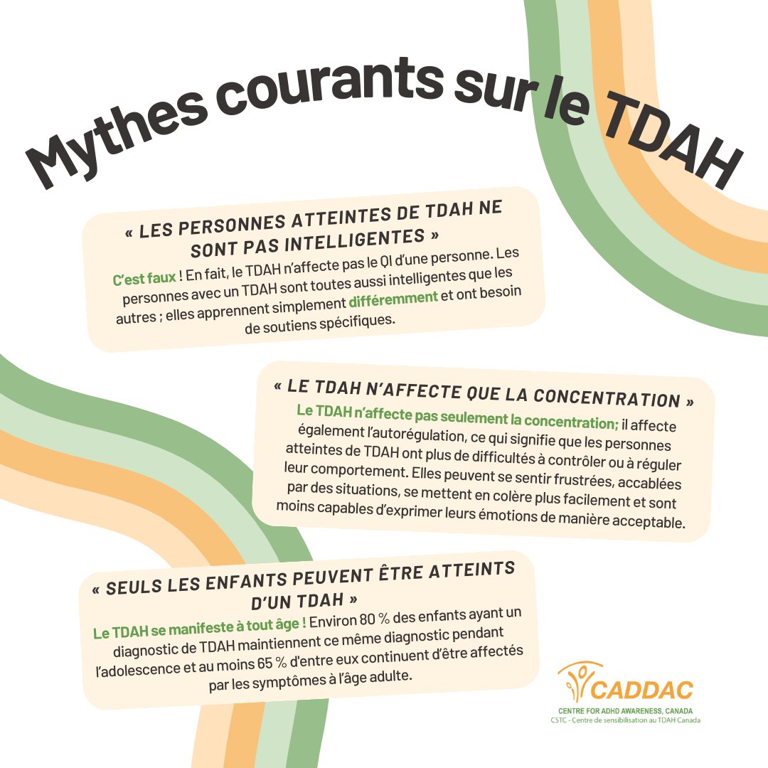 Le moment est venu de briser quelques autres mythes sur le TDAH! Qu’aimeriez-vous que la société sache sur les personnes vivant avec un #TDAH ? Faites-le nous savoir dans les commentaires!